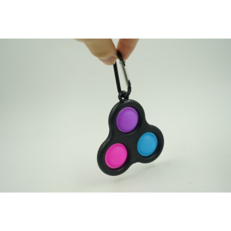 Cyrax Jucarie antistres, Pop it, tip breloc, triunghi, 8 cm, multicolor, Negru