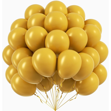 Set 12 Baloane, Cyrax, din Latex Standard, 25 cm, Galben Mustar