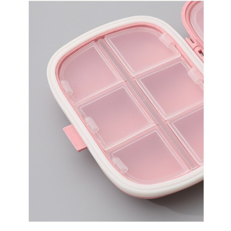 Organizator medicamente, Plastic, 8 compartimente, 0.1 L, Roz,  11 x 7 cm