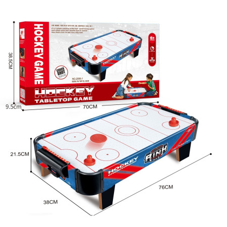 Masa Air Hockey Graffiti cu Picioare Scurte, Cyrax, PVC, 2 Pucuri, Tabela Scor, 2 Impingatoare, 76x38x21.5 cm, Albastru