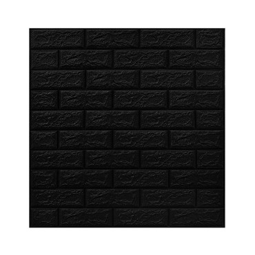 Set 10 Placi Tapet 3D,  70 x 77 cm, Grosime 3 mm, din Polietilena, Model Caramida, Suprafata acoperita 5.3 mp, Negru