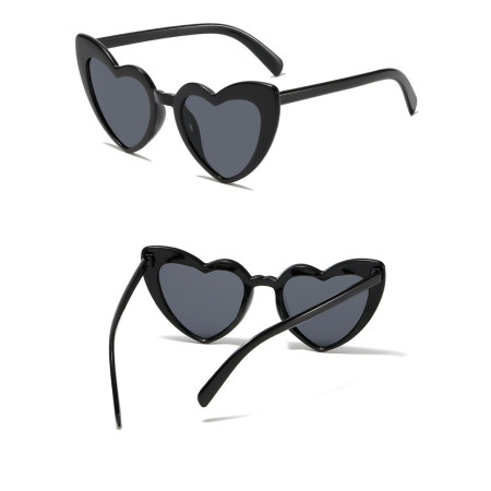 Ochelari in Forma de Inima, Cyrax, pentru Petrecerea Burlacitelor, Tematica Nunta, Protectie Soare, 14.7x4.9x14.2 cm, Negru