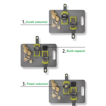 Razatoare Multifunctionala, Cyrax, pentru Ustuoi, Branza, Cascaval, 20.3 x 5.8 x 3.3 cm, Verde/Gri