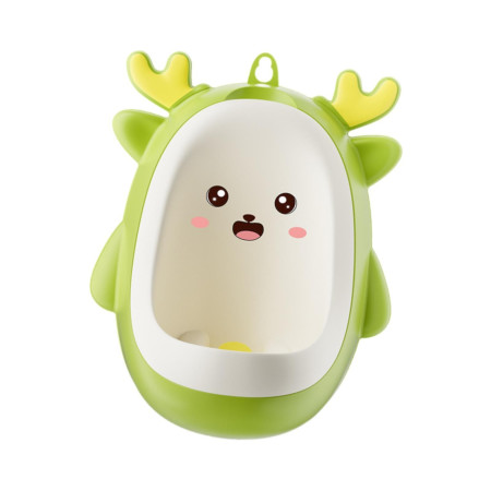 Pisoar pentru Baieti, Cyrax, 0-8 Ani, in Forma de Cerb, Perie Inclusa, Montare pe Perete, Carlig Autoadeziv Inclus, 29.8 x 23.8 cm, Verde