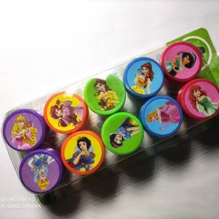 Set 10 Stampile, Cyrax, pentru Copii 4-6 Ani, Model Printese din Desene, 20 x 5 x 2 cm, Multicolor