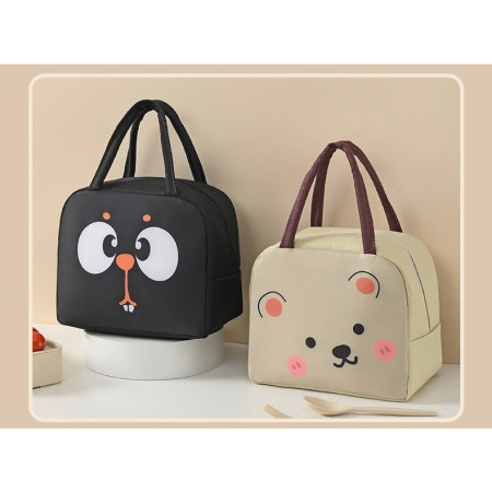 Geantă Frigorifică, Cyrax, cu Desene Animat, Portabilă pentru Copii, de Prânz, din Pânză Oxford, 22x14x19 cm, Model Veverita, Negru