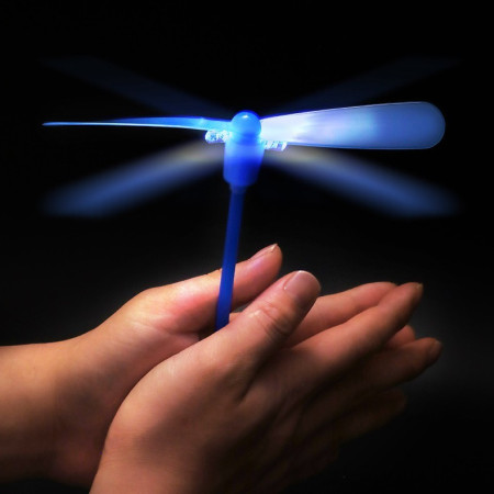 Set 4 Jucarii Libelula Zburatoare, Distractive pentru Copii, Cyrax, Aruncatoare Manuale din Plastic, cu Lumini, Multicolor