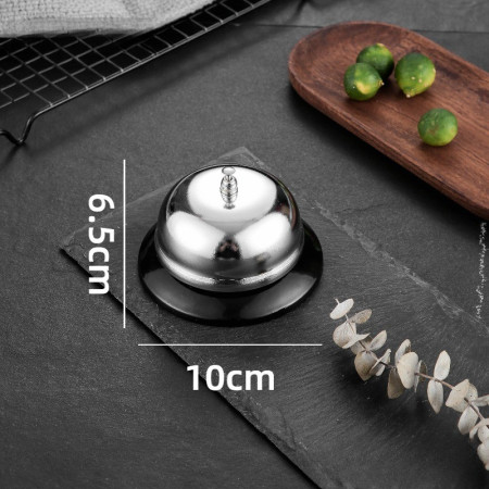 Clopotel sonerie metalica Cyrax, pentru receptie hoteluri, baruri, restaurante, material metal si plastic, 6 x 10 cm, argintiu