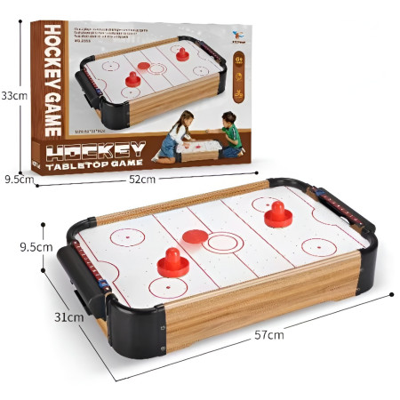 Masa Air Hockey Graffiti fara Picioare, Cyrax, Lemn, 2 Pucuri, Tabela Scor, 2 Impingatoare, 57x31x9.5 cm, Maro