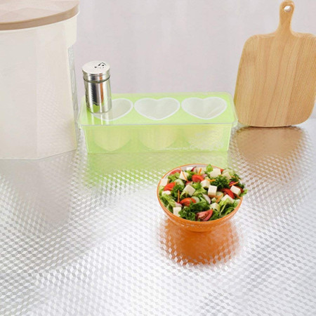 Autocolant de Bucatarie, Cyrax, Autoadeziv, Impermeabil, Rezistent la Temperaturi Ridicate, din PVC, 40 x 100 cm, Model Cub 3D, Argintiu