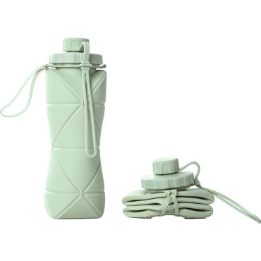 Sticla de apa pliabila Cyrax, din silicon,reutilizabila, rezistenta la temepreturi ridiate, usor de depozitat si carat, 22 x 7.8 cm, 600 ml, verde