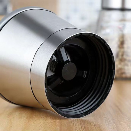 Rasnita Manuala pentru boabe, Cyrax, Rasnita pentru Piper Sare Cafea, din Sticla cu Otel inoxidabil, 13.5 x 6.5 cm, volum 180 ml, Transparenta cu Capac din Inox