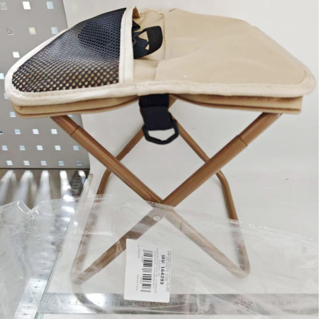 Scaun Taburet Pliabil pentru Camping,  pentru Adulti, Scaun Portabil, Pescuit, din Panza Oxford si Cadru Metalic, Mare 31 x 29 x 25 cm, Bej