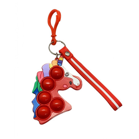 Jucarie antistres din silicon, Cyrax, Pop It Now and Flip It, Simple Dimple, Breloc, Unicorn, Rosu