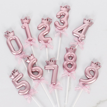 Lumanare Cifra 9, Cyrax, Model Coroana cu Fundita, Pentru Tort, 6 x 2.5 cm Mov