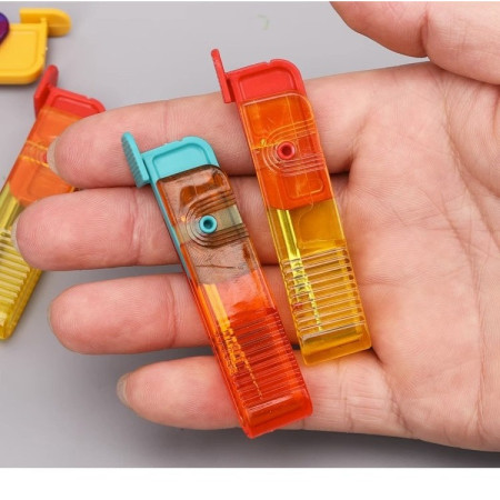 Dispozitiv pentru Descusut,  Taietor de Etichete, 1.7 x 7 cm, Pliabil, din Plastic, Rosu/Galben