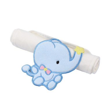 Prosop Absorbant, Cyrax, din Bumbac, pentru Bebelusi, 19x28 cm, Model Elefantel, Alb