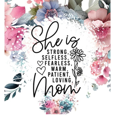 Cana Termos din Plastic, Cyrax, pentru Bauturi Calde si Reci, cu Maner, Imprimeu Floral, cu Mesaj pentru Mama, Alb, 10x7.6x27.5 cm