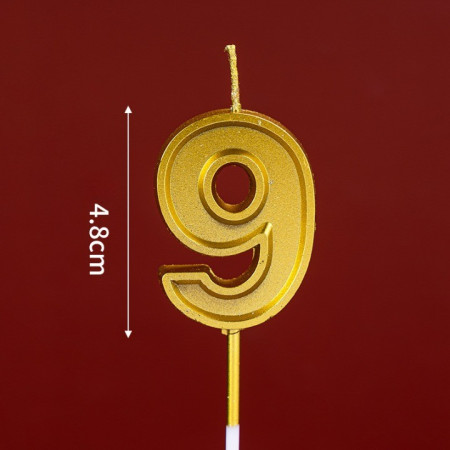 Lumanare pentru Tort Cifra 9, Cyrax, 4.8 cm, Aniversare, Aurie