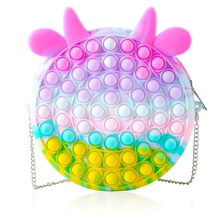 Jucarie antistres din silicon Cyrax, Pop it Now and Flip It ,Geanta ,Multicolor