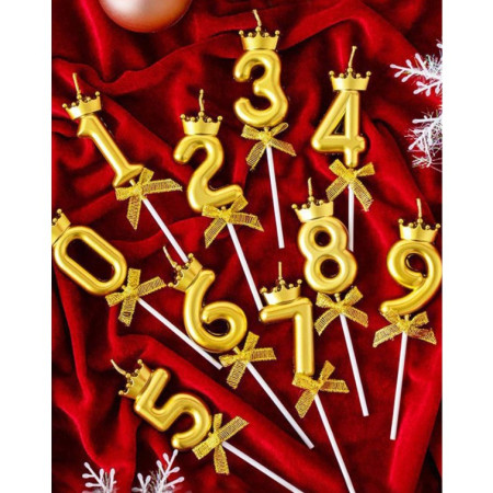 Lumanare pentru Tort Cifra 4, Model Coroana, Gold, Cyrax, Party