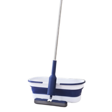 Set Mop Telescopic cu Galeata Pliabila,  Albastru, 32 cm, Maner Reglabil 140 cm, Sistem de Stoarcere Eficient