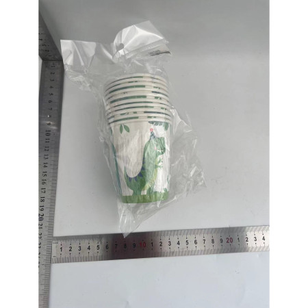 Set 10 Pahare de Carton Happy Birthday, Cyrax, Model Dinozauri, Tematica Aniversare, 7.5x8.5 cm, 200 mL, Multicolor