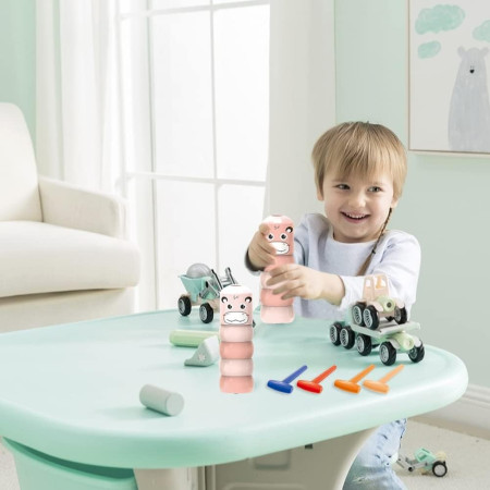 Jucarie Pentru Copii, Cyrax, Hipopotam Indestructibil, 6 Piese Demontabile, +3 Ani, Roz