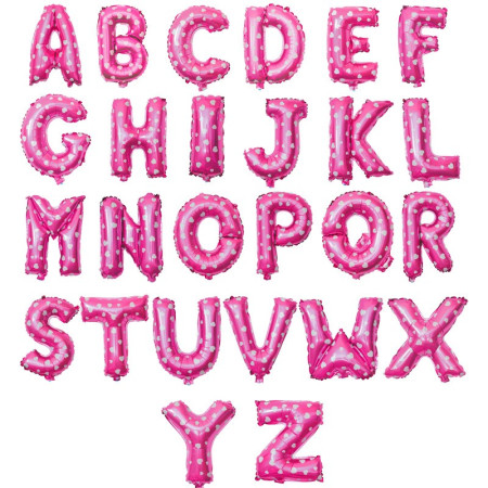 Balon Folie Metalizata Litera A, Cyrax, 40 cm, Cu Imprimeu Inimioare, Umflati cu Heliu sau Aer, Ambalaj Individual, Pai inclus, Roz