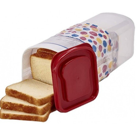 Cutie Depozitare Paine, Cyrax, din Plastic, 34 x 13 cm, Pastreaza Prospetimea, Capac Rosu