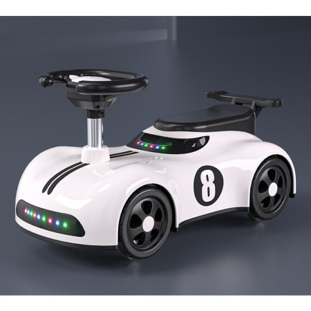 Masina pentru Copii, Cyrax, 1-3 ani, Impingere, Bluetooth, Muzica, din ABS, 4 Roti, Inaltime Sezut 22 cm, Alb