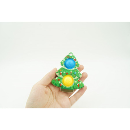 Cyrax Jucarie senzoriala antistres, Simple Dimple, Breloc cu 2 bulinute, Brad, Multicolor