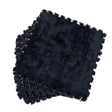 Set 10 Piese Covor tip Puzzle, Cyrax, Spuma EVA, Pufos, 30 x 30 x 1 cm, Negru