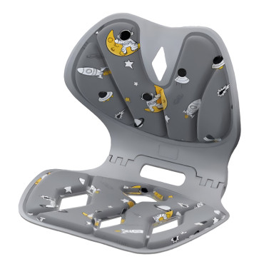 Suport pentru Scaun, Cyrax, pentru Corectarea Posturii, Portabil, Pliabil, Ergonomic, Ameliorare Durere, Respirabil, 35x32x30 cm, Marime L, Model Rachete, Gri