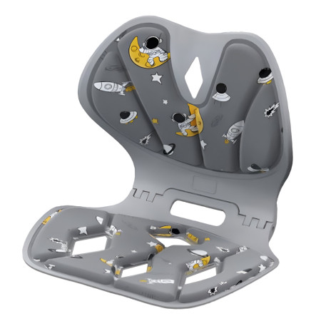 Suport pentru Scaun, Cyrax, pentru Corectarea Posturii, Portabil, Pliabil, Ergonomic, Ameliorare Durere, Respirabil, 35x32x30 cm, Marime L, Model Rachete, Gri