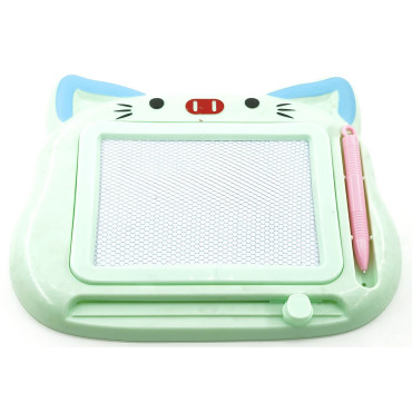 Tablita Magnetica de Scris si Desenat, Cyrax, Model Pisica, cu Creion, Dimensiuni 23.2x18.5 cm, Suprafata Desen 14.6x10.4 cm, Dezvolta Imaginatia si Creativitatea, Incurajeaza Exersarea Scrisului, Verde