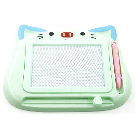 Tablita Magnetica de Scris si Desenat, Cyrax, Model Pisica, cu Creion, Dimensiuni 23.2x18.5 cm, Suprafata Desen 14.6x10.4 cm, Dezvolta Imaginatia si Creativitatea, Incurajeaza Exersarea Scrisului, Verde