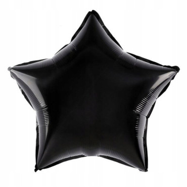 Balon din Folie Metalizata, Cyrax, Figurina Stea, Model Simplu, Tematica Aniversare, 40 cm, Ambalaj Individual, Pai Inclus, Umflare cu Aer sau Heliu, Negru