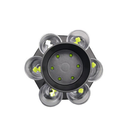 Dozator Hexagonal cu Suport pentru Shoturi, Cyrax, 6 Pahare, Set Complet cu Ambalaj si Cutie, Dispenser, Divizor, Joc de Baut, Negru