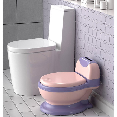Olita Bebelusi, Cyrax, pentru Copii 1 - 8 Ani, Model Toaleta Adulti, Colac Moale PVC, Compartiment Detasabil, Cutie Depozitare Hartie, 34 x 32 x 19 cm, Roz/Mov