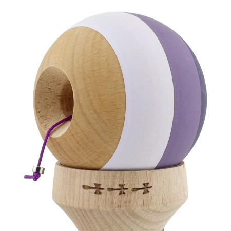 Kendama X Originala, Profesionala, Cyrax, Rubber Grip, Cupe Mari KING SIZE V3, Gaura in Baza, Rulment Metalic, din lemn 18 cm, Ata 62/65 cm, Special Purpuriu/Mov/Lila