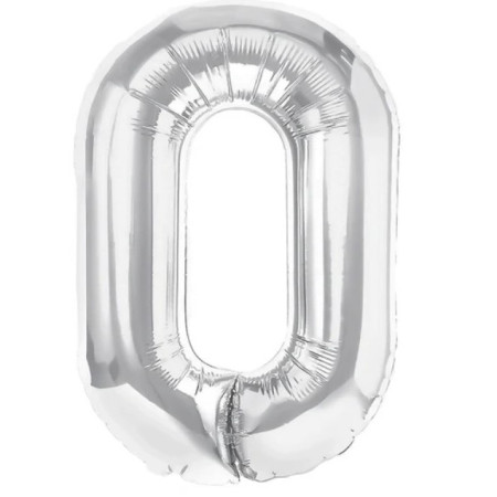 Balon Folie Metalizata Litera O, Cyrax, 40 cm, Umflati cu Heliu sau Aer, Ambalaj Individual, Pai inclus, Argintiu