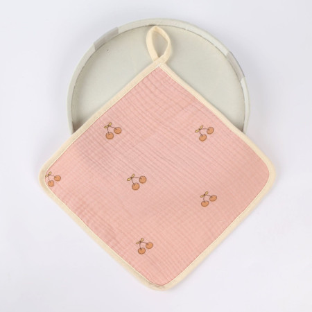 Prosop Absorbant, Cyrax, din Bumbac, 25 x 25 cm, Model Cirese, cu Agatatoare, Roz