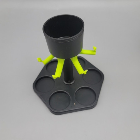 Dozator Hexagonal cu Suport pentru Shoturi, Cyrax, 6 Pahare, Set Complet cu Ambalaj si Cutie, Dispenser, Divizor, Joc de Baut, Negru