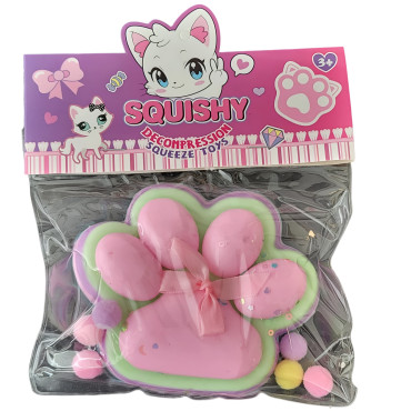 Jucarie Antistres Squishy, Cyrax, cu Revenire Lenta, Model Labuta de Pisica, 200g, 12.5 x 10.5 cm Squeeze Pinch Family, Ambalaj Transparent, Model 11