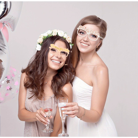 Set 10 Ochelari, Cyrax, Tematica Petrecerea Burlacitelor, Model Team Bride si Bride to Be, 9 x Roz, 1 x Alb
