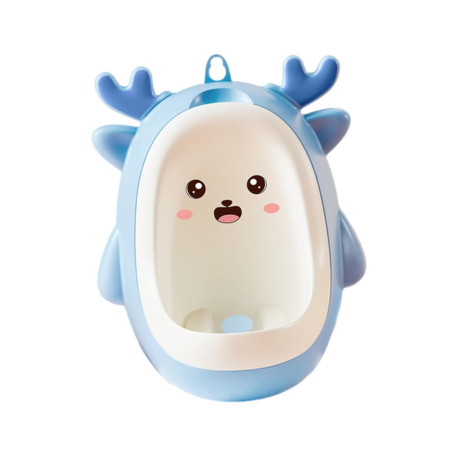 Pisoar pentru Baieti, Cyrax, 0-8 Ani, in Forma de Cerb, Perie Inclusa, Montare pe Perete, Carlig Autoadeziv Inclus, 29.8 x 23.8 cm, Albastru