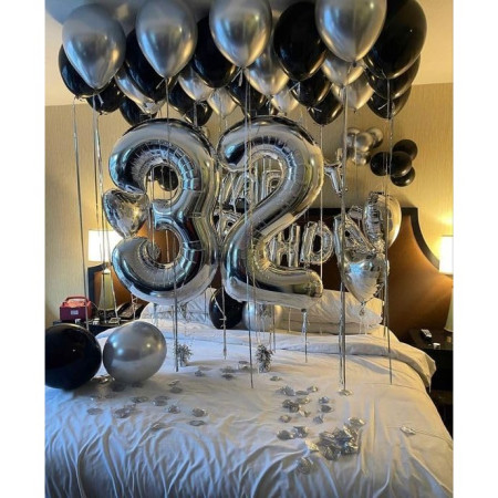 Balon din Folie Metalizata, Cyrax, Figurina Cifra, Tema Aniversare 80 cm, Ambalaj Individual, Pai inclus, Umflare cu Aer sau Heliu, Argintiu, Cifra 3