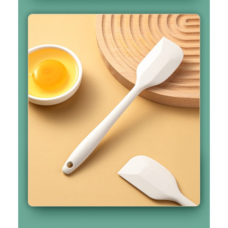 Set 6 Ustensile de Bucatarie, Cyrax, din Silicon+Inox, Termorezistente, Antiaderente, 23 x 13 x 3 cm, Alb Ivory