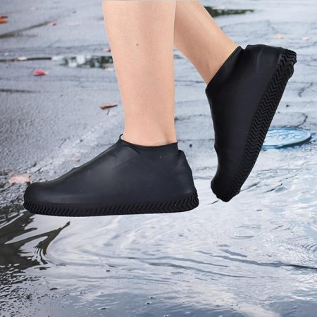 Husa Incaltaminte,  Impermeabila, Antiderapanta, din Latex, 13 x 13 x 2 cm, Marime M 34-40 cm, Negru